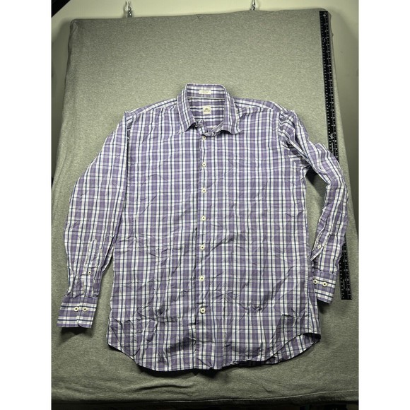 Peter Millar Button Up Mens Large Shirt Purple Long Sleeve - Picture 2 of 7